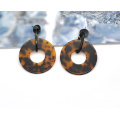 Textura de leopardo personalizada Joyería de anillo de orejas para mujeres Pendientes de caparazón de tortuga acetato